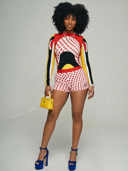 Colorblock Top & Shorts Set