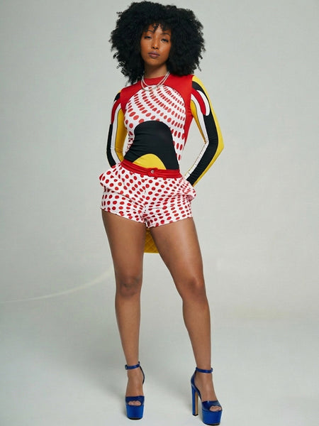 Colorblock Top & Shorts Set