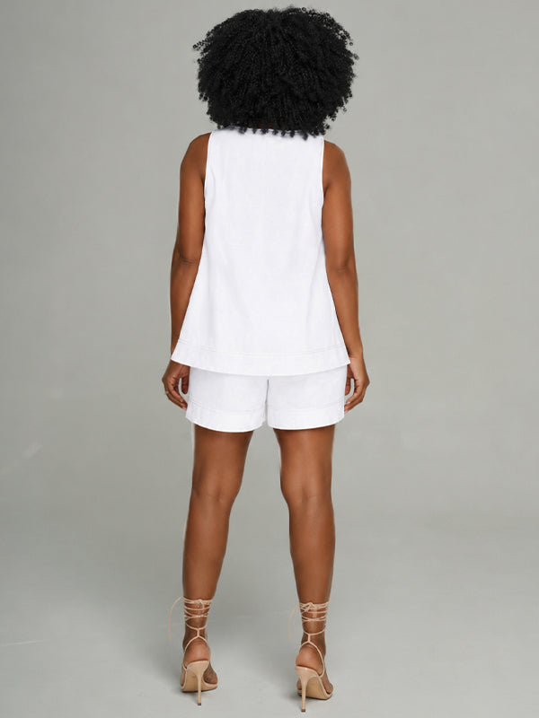 Topstitching Tank Top & Shorts Set