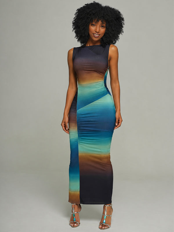 Colorblock Boat-Neck Maxi Dress – HAUS SAVAGE