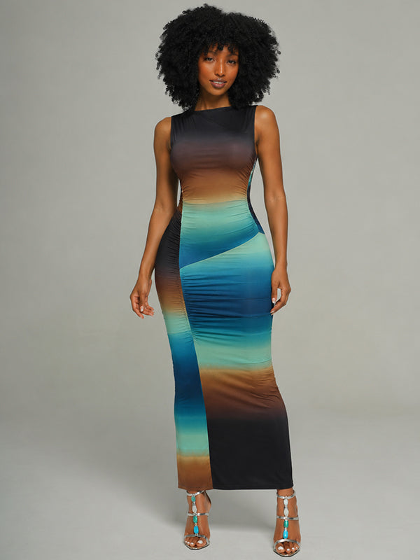 Printed Sleeveless Bodycon Dress
