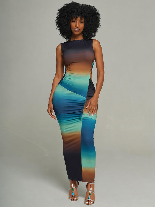 Printed Sleeveless Bodycon Dress