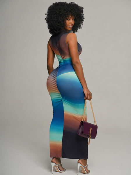 Printed Sleeveless Bodycon Dress
