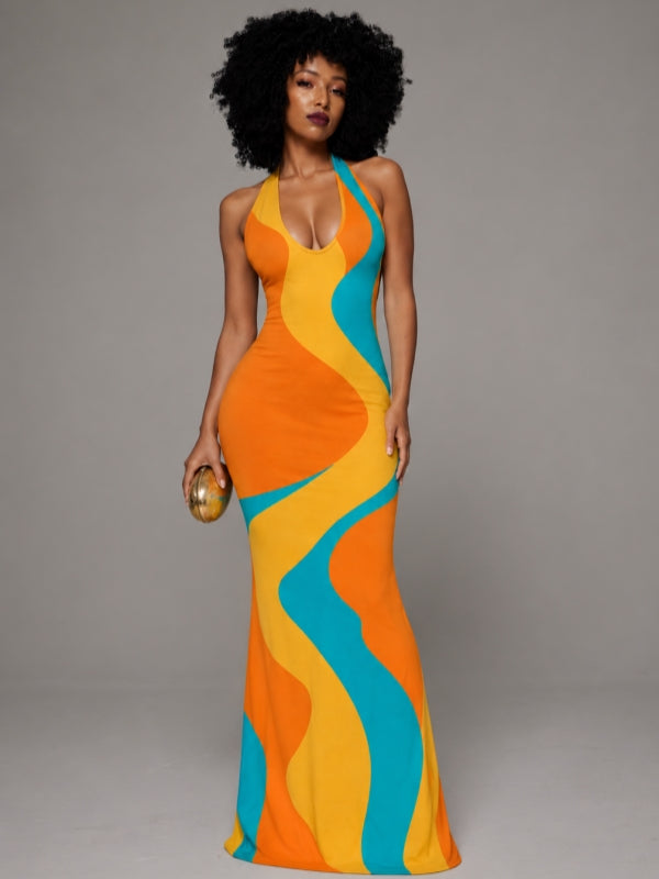 Printed Halter Maxi Dress