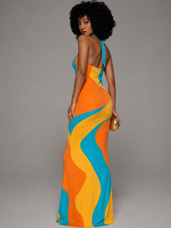 Printed Halter Maxi Dress