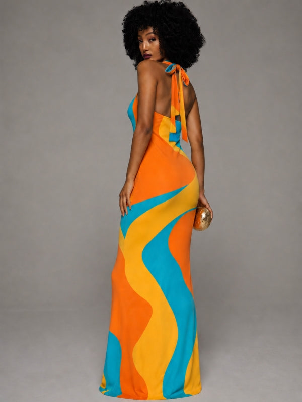 Printed Halter Maxi Dress
