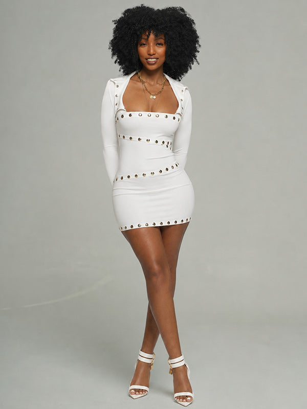 Studded Cutout Skirt Set