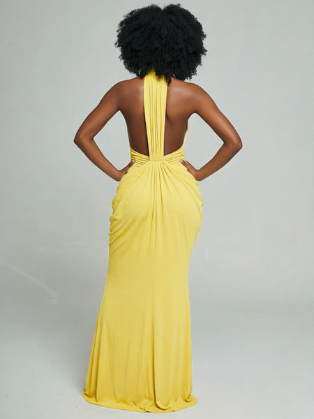 Ruched Halter Maxi Dress