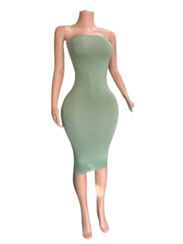 Solid Strapless Bodycon Dress