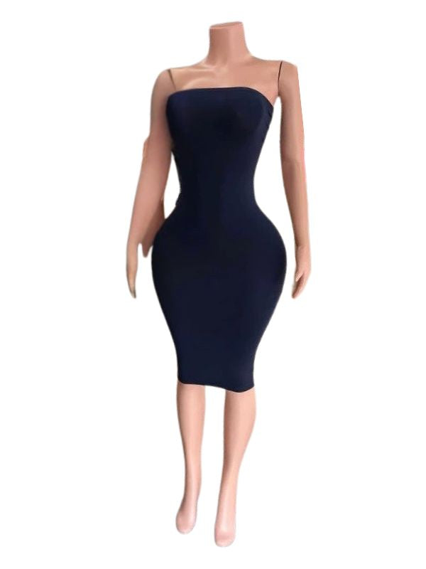 Solid Strapless Bodycon Dress