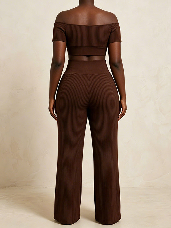 Off-Shoulder Crop Top & Pants Set