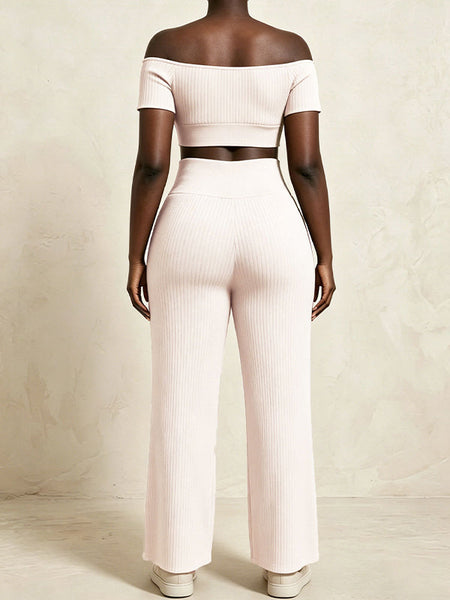 Off-Shoulder Crop Top & Pants Set