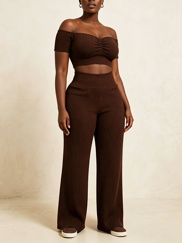 Off-Shoulder Crop Top & Pants Set