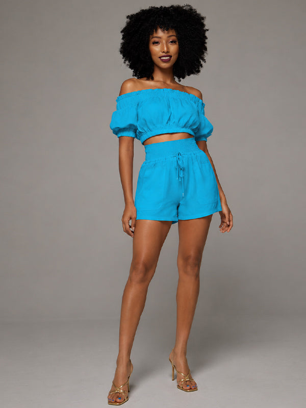 Off-Shoulder Crop Top & Shorts Set