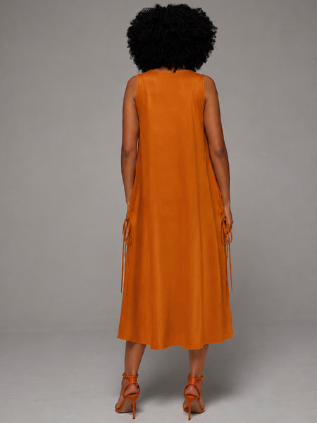 V-Neck Drawstring Sleeveless Dress