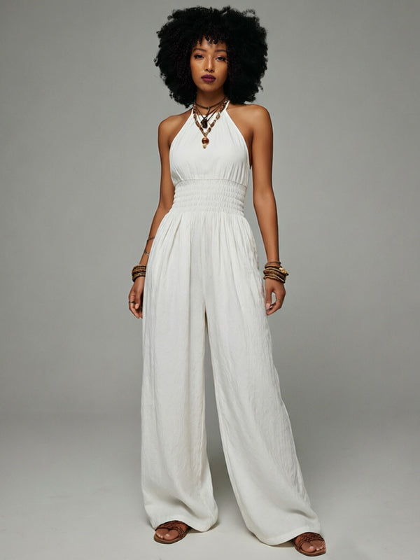 Tied-Neck Sleeveless Jumpsuit
