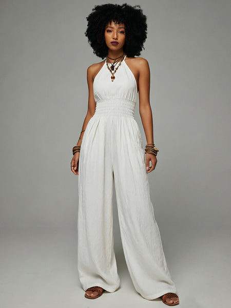 Tied-Neck Sleeveless Jumpsuit
