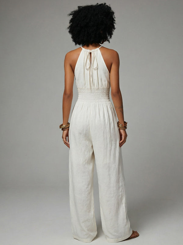 Tied-Neck Sleeveless Jumpsuit