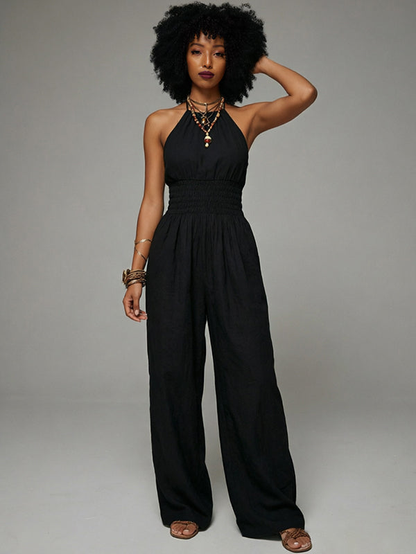 Tied-Neck Sleeveless Jumpsuit