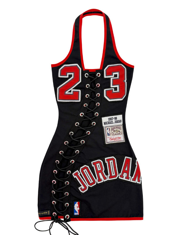 Lace-Up Halter Dress