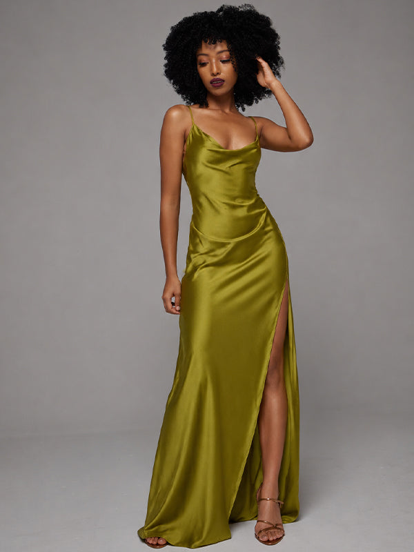 Open-Back Slit Cami Dress