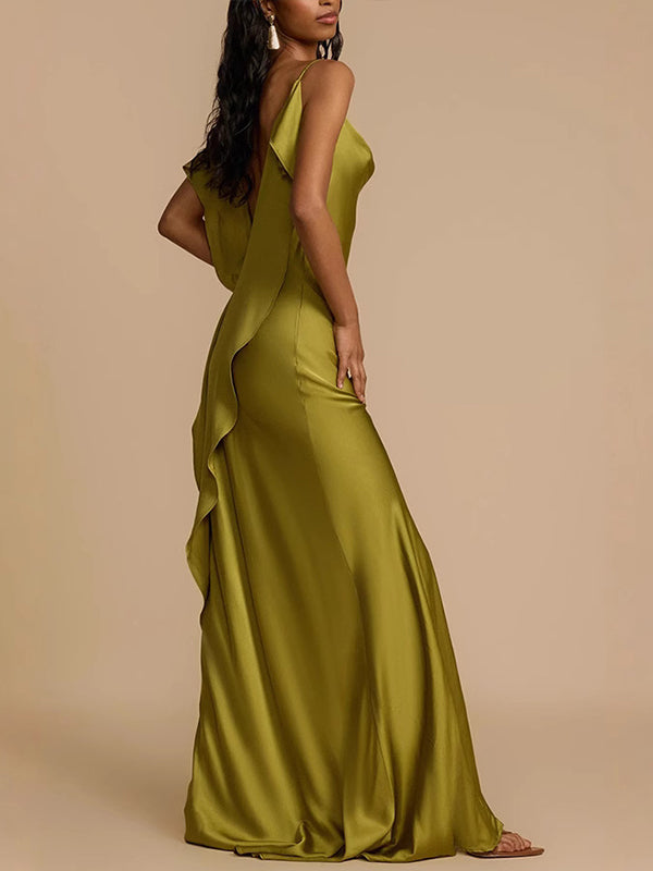 Open-Back Slit Cami Dress