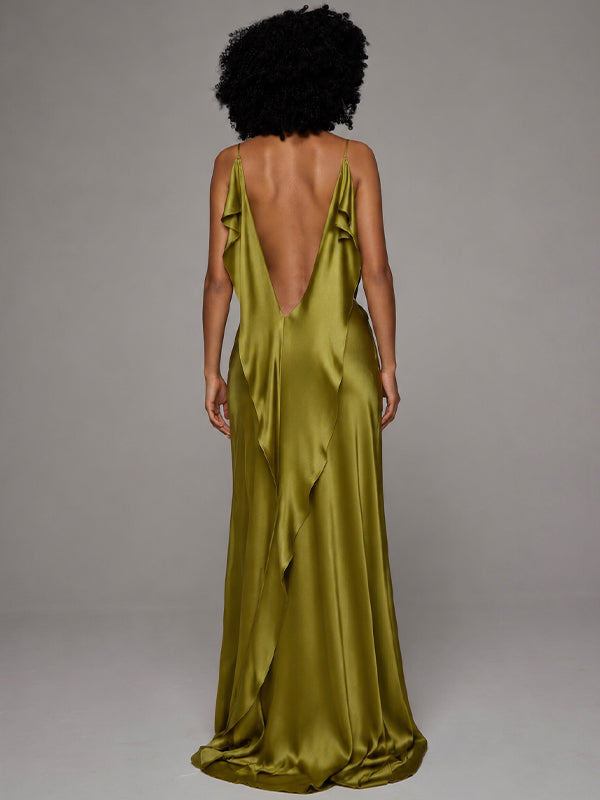 Open-Back Slit Cami Dress
