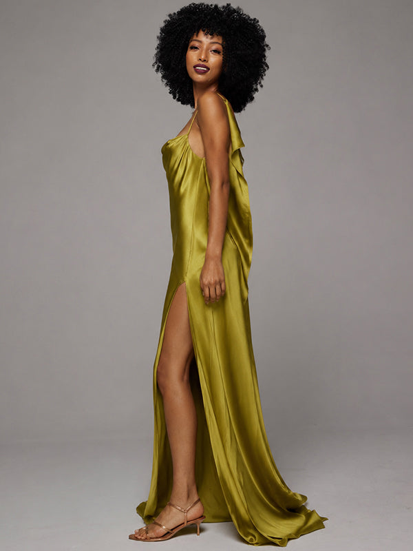 Open-Back Slit Cami Dress