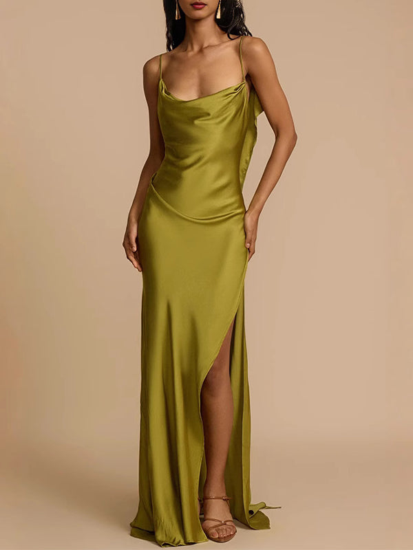 Open-Back Slit Cami Dress
