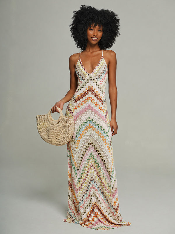 Printed V-Neck Cami Dress