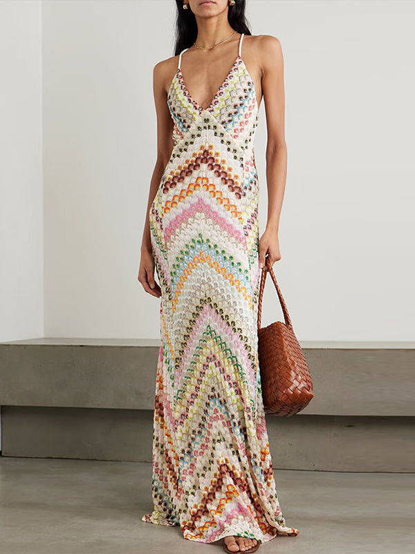Printed V-Neck Cami Dress