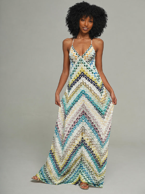 Printed V-Neck Cami Dress