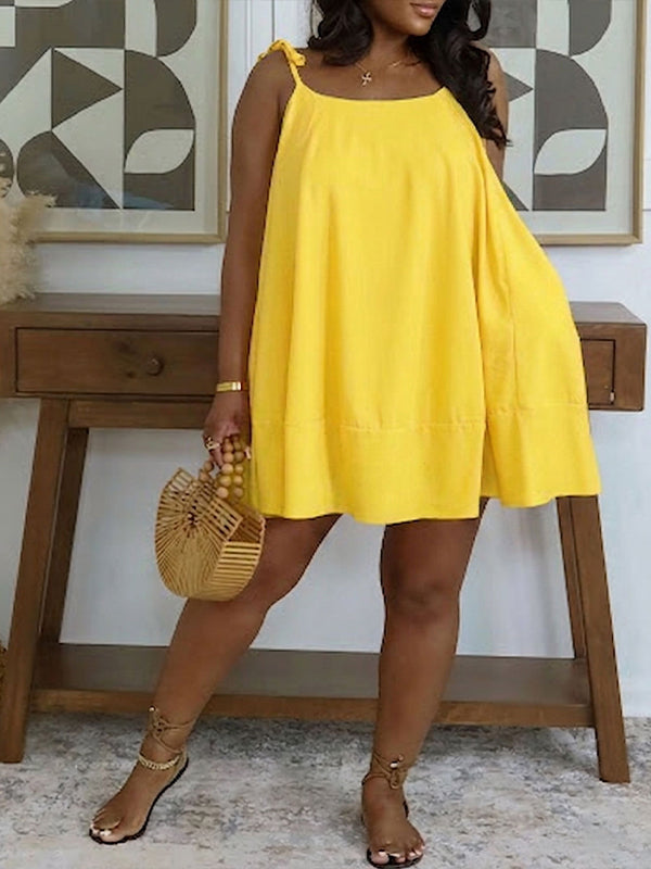 Solid Tie-Shoulder Cute Dress