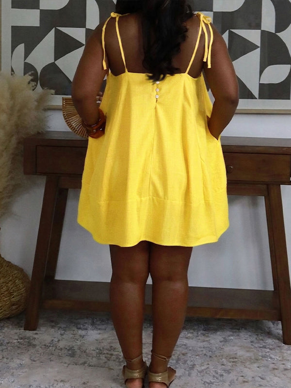 Solid Tie-Shoulder Cute Dress