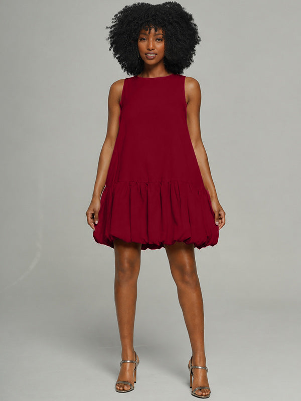 Solid Sleeveless Bubble Dress
