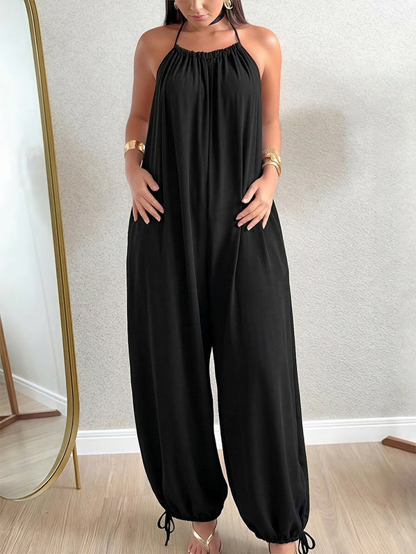 Solid Tied Halter Jumpsuit