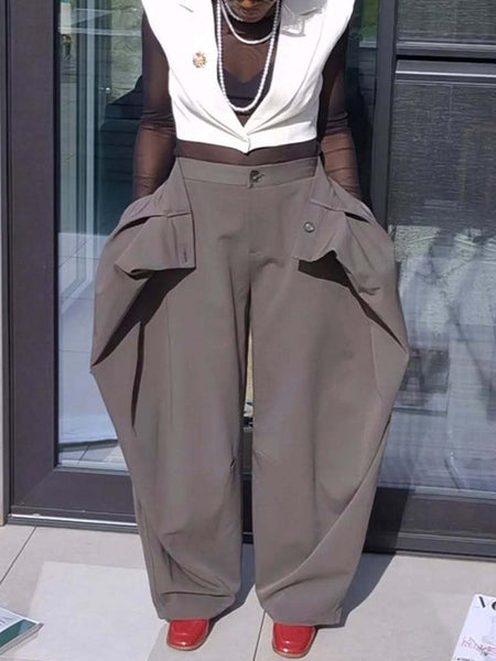 Overlay Wide-Leg Pants