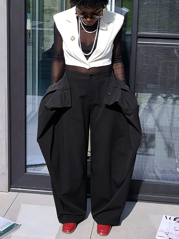Overlay Wide-Leg Pants