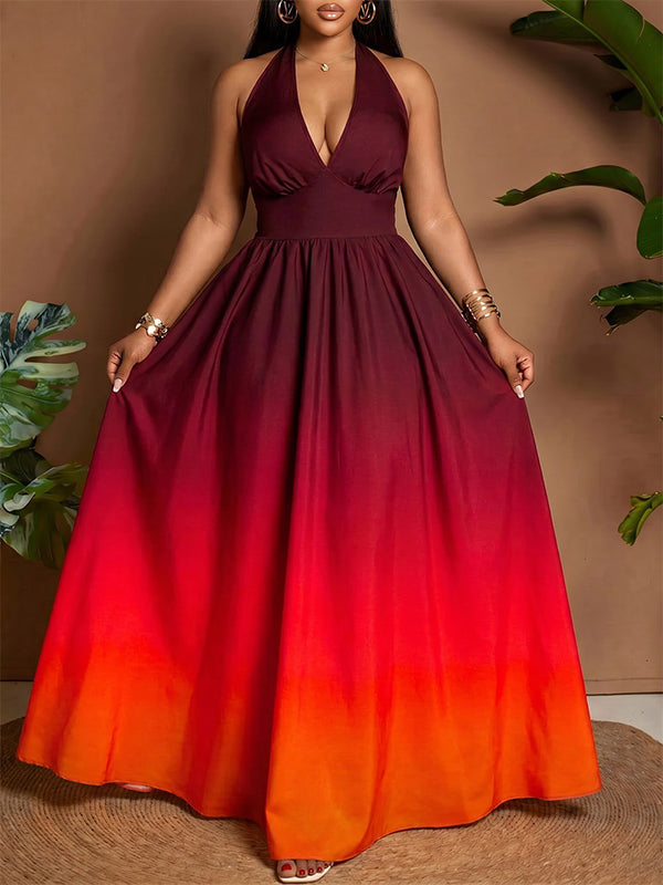 Ombre Halter Maxi Dress