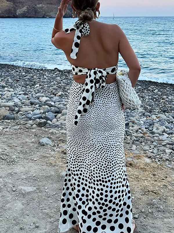 Dot Tied Halter Dress