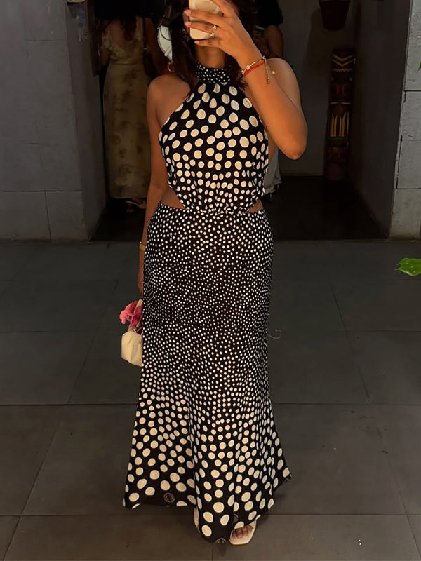 Dot Tied Halter Dress