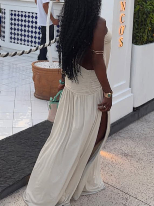 One-Shoulder Cutout Slit Dress
