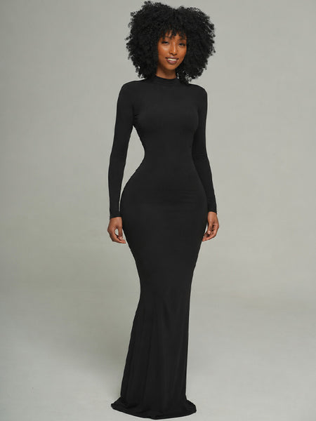 Black Open-Back Maxi Dress