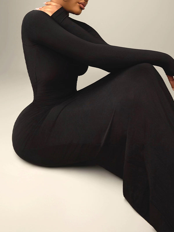 Black Open-Back Maxi Dress
