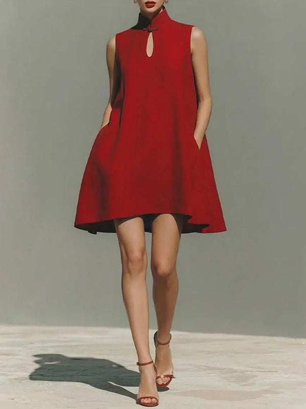 Solid Cutout Sleeveless Dress