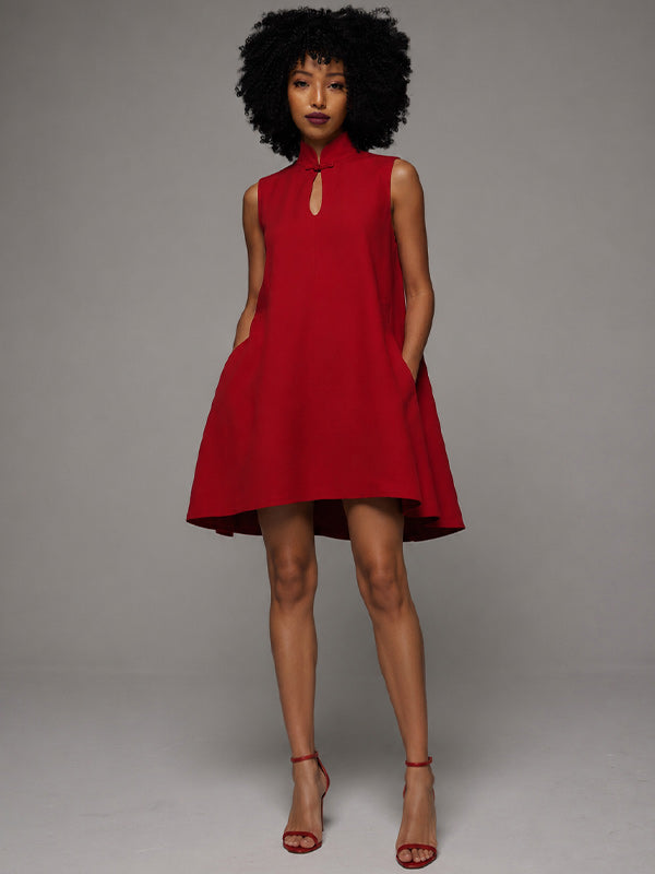 Solid Cutout Sleeveless Dress