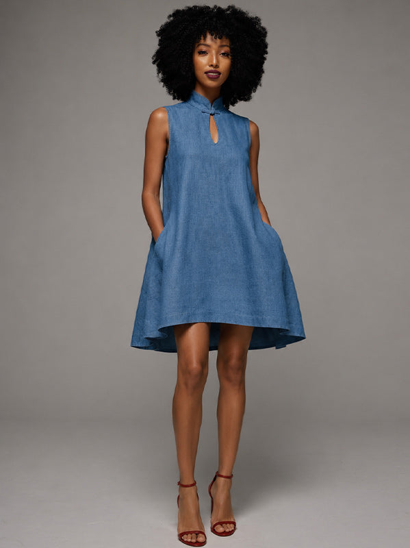 Solid Cutout Sleeveless Dress