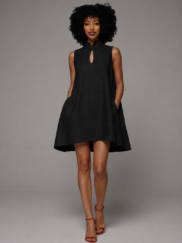 Solid Cutout Sleeveless Dress