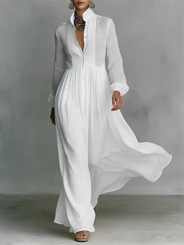Solid Button-Front Shirt Dress