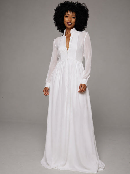 Solid Button-Front Shirt Dress
